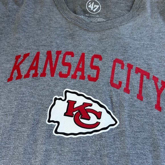47 brand Kansas City Chiefs, gray cotton blend T-shirt XL unisex men’s - Picture 3 of 7